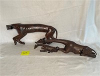 African Ebony Wood Giraffe with Calf and Lion