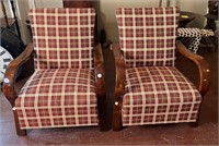 Pair of Plaid Modern Accent Chairs