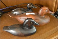 3 Wooden Duck Decoys