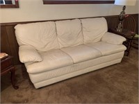 WHITE LEATHER SOFA CHAIR & OTTOMAN NOTE