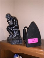 2PC BOOKENDS RODIN'S THE THINKER & IRON