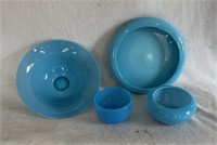 (4) Blue Steuben Bowls