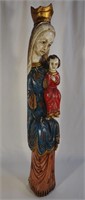 Antique Hand Carved Madonna & Child Sculpture