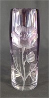 Moser Karlsbad Signed Etched Art Glass Vase