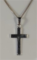 14K White Gold Crucifix Pendant & Necklace Chain