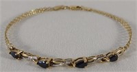 10K Gold Sapphire & Diamond Baith Bracelet