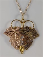 12K Gold Grape Pendant & 14K Necklace Chain
