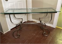 Iron Base and Glass Top Sofa Table