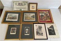 (8) Framed Prints with Erie Railroad Company Stock