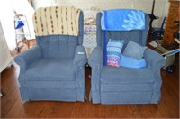 Two Blue Uphl Recliners & Misc.
