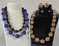 Venetian Glass Bead Necklaces & Clip Earrings