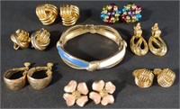 Vintage Trifari Clip Earrings & Bangle Bracelet