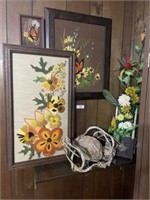 Three Sewn Pictures & Décor Items