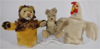 3 Steiff Hand Puppets & Teddy Bear