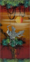 Mother of Pearl Inlayed Heron Painting on Board