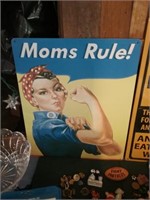 Mom's rule metal sign