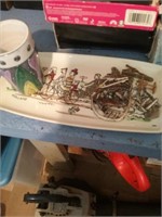 Bicycle tray with cup and some costume jewelry