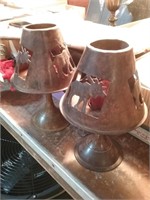 Pair of metal moose candle holders