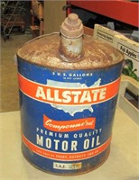 1960's 5 Gallon Allstate Motor Oil Can