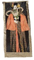Unusual Japanese Figural Decorated Fabric Banner
