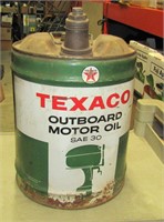 Vintage 5 Gallon Texaco Out Door Motor Oil Can