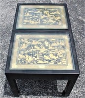 Pair of Chinese Gilt Decorated Black Panels