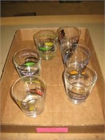 6 Vintage Automobile Whiskey Glasses