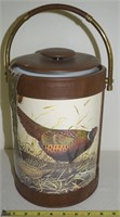 Vintage Ice Bucket w/ Pheasant Motif & Tongs