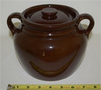 Vintage USA Brown Drip Stoneware Lidded Pot