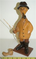 Romer Italy Carved Wood Fisherman 11.5" Tall
