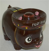 Vintage Painted Ceramic Piggy Bank 7" Long