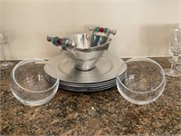 Silver Chargers & Decorative Bowl