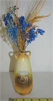 Germany Porcelain Handled Pictorial Vase w/ Spray