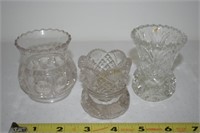 (3) Antique/Vintage Glass Toothpick Holders
