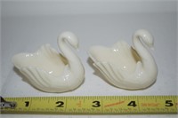 (2) Lenox China Cream Swan Salt Cellars
