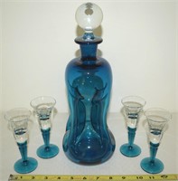 Holmegaard Kluk Kluk Blue Glass 12.5" Decanter +