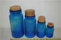 Crownford China Co. Blue Glass Canister Set