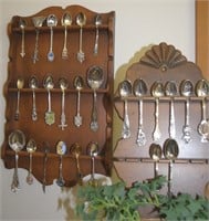 (2) Vintage Wood Racks of Souvenir Spoons