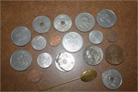 Foreign Coins (Mostly Danish) + GF Hat Pin