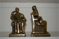 Pair Vintage Brass 7" T Abraham Lincoln Bookends