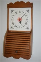 Vtg Wlby Wall Clock w/ Rolltop Storage Compartment