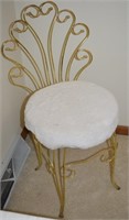 Vintage Brass Clamshell Vanity Seat Chair