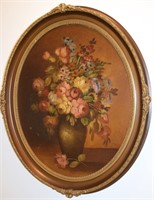 23 x 27 Textured Oval Framed Bouquet Wall Art