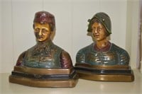 Vtg Armor Bronze Co. Painted Brass Dutch Bookends