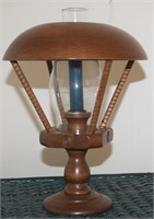 Vintage Wooden 12" Tall Candle Holder w/ Hurricane