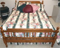 Vtg Full Size Bed w/ Head, Footboards + Rails +