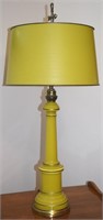 Vtg Chartreuse Gold Accent Glass Table Lamp 34"