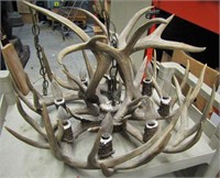 Vintage Deer Horn Chandelier 23" Round 14" Tall