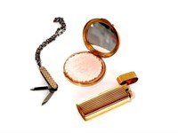 CARTIER GOLD COMPACT CASE & GOLD PLATED LIGHTER