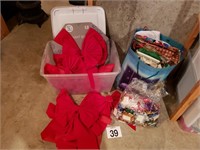 CHRISTMAS BOWS & BAGS IN TOTE W/ LID